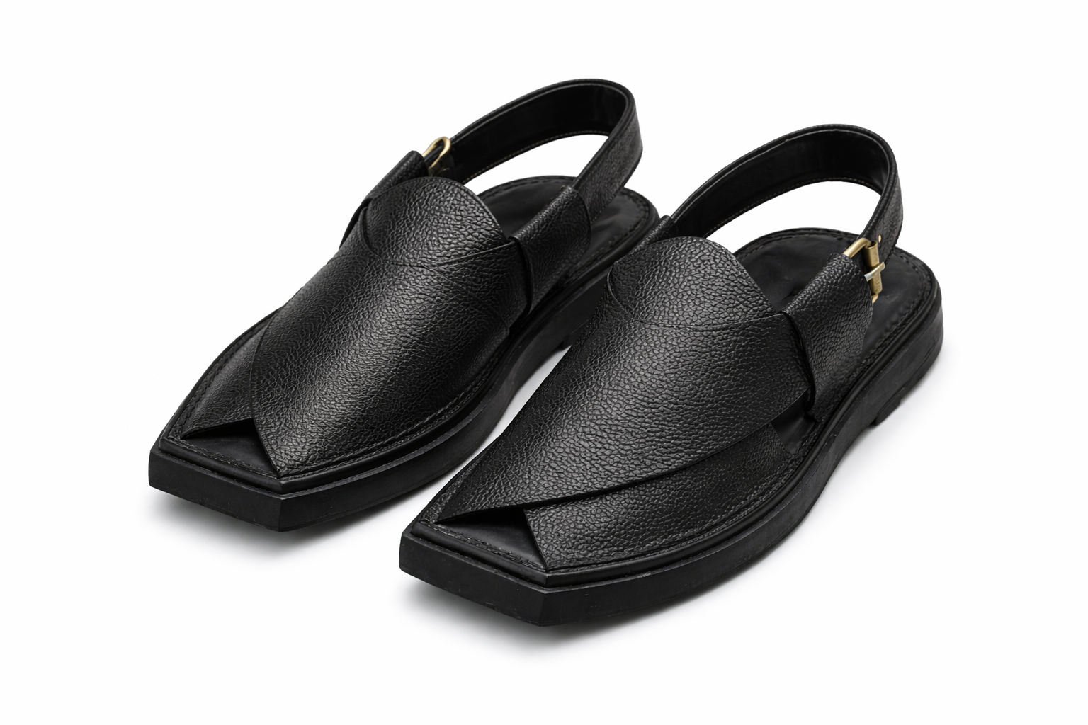 Noshy Black Kaptaan Dotted Chappal for Men | Premium Traditional Footwear