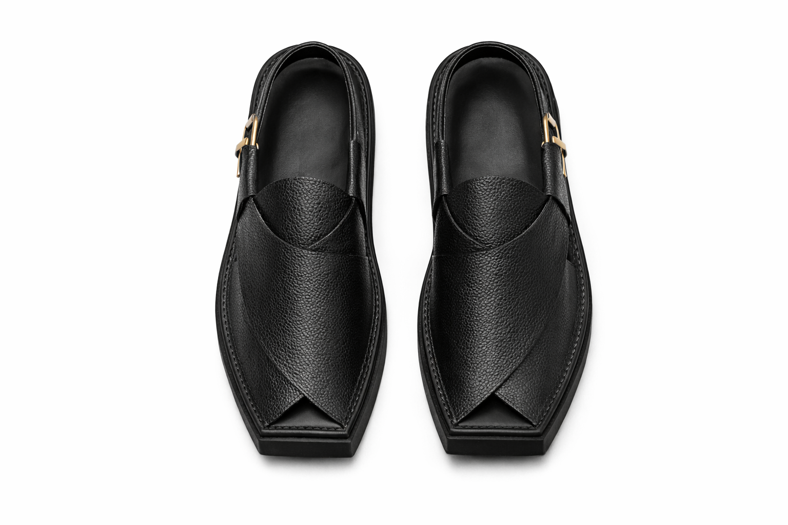 Noshy Black Kaptaan Dotted Chappal for Men | Premium Traditional Footwear